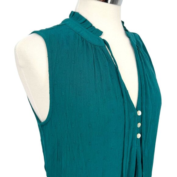 Market & Spruce Swiss Dot Sleeveless Blouse Green Blue Size Small NWT - Picture 4 of 10